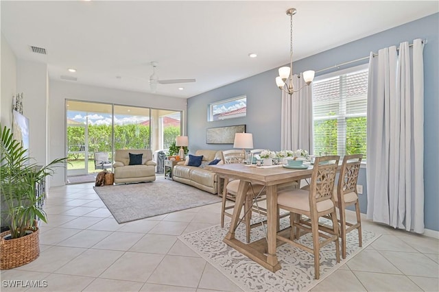 4209 Bloomfield St, Fort Myers, FL 33916 - dining area featuring healthy amount of natural light, light tile patterned flooring, a chandelier, and recessed lighting