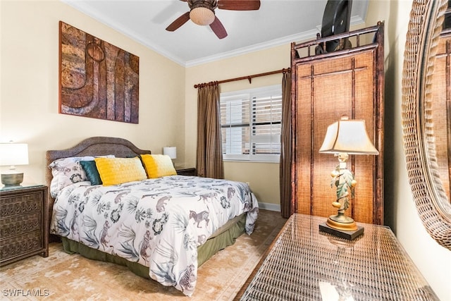 11640 Court Of Palms Unit 602, Fort Myers, FL 33908 - bedroom featuring ornamental molding and a ceiling fan