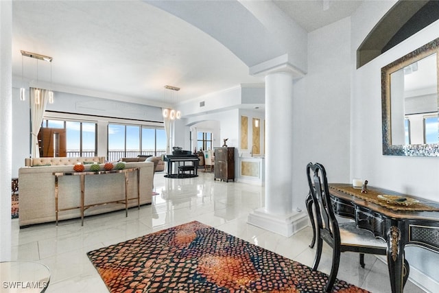 11640 Court Of Palms Unit 602, Fort Myers, FL 33908 - dining space featuring arched walkways and decorative columns