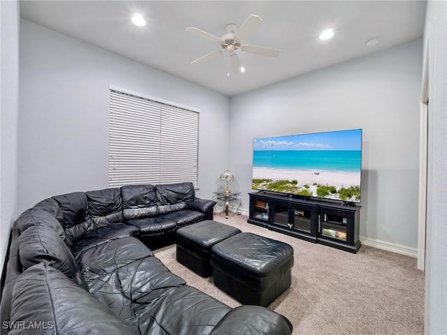 2705 SW 30th Ter, Cape Coral, FL 33914 - carpeted living room featuring recessed lighting and a ceiling fan