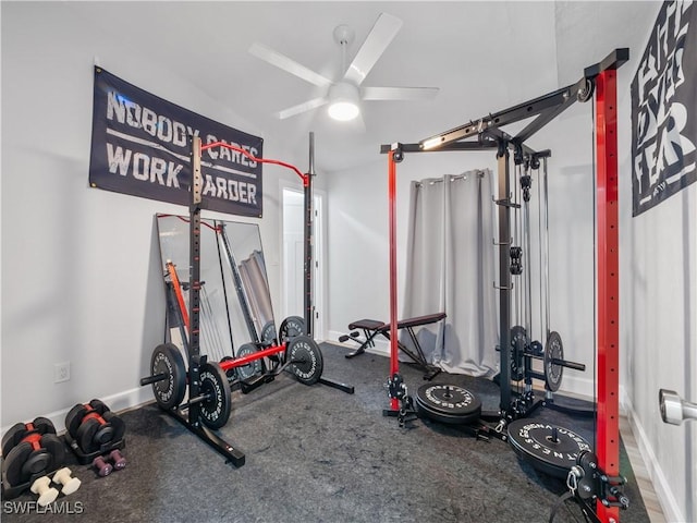 505 Monterey Ave, Cape Coral, FL 33904 - workout room with ceiling fan and baseboards