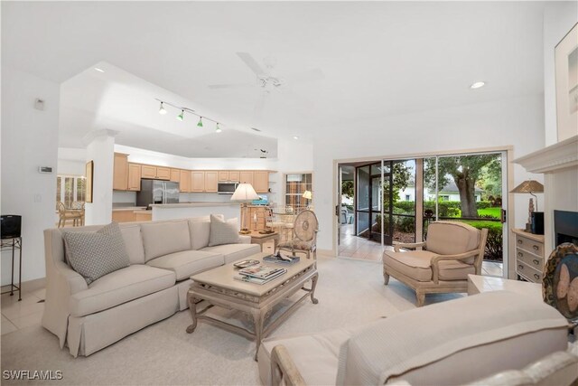 858 Wyndemere Way, Naples, FL 34105 - living room with a ceiling fan and recessed lighting