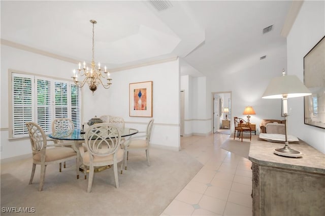 858 Wyndemere Way, Naples, FL 34105 - dining room featuring a chandelier and a tray ceiling