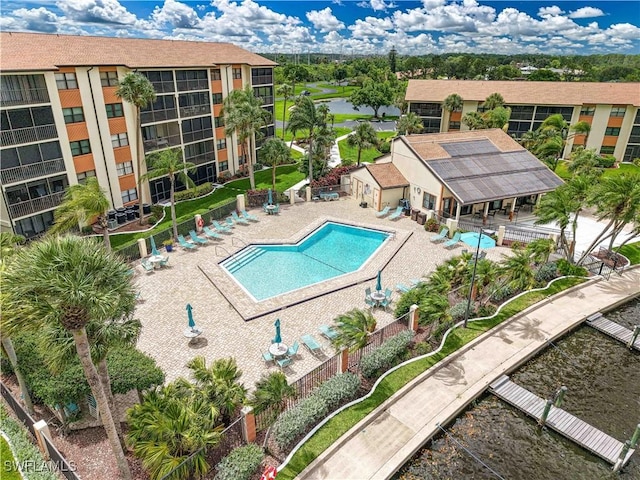 16200 Bay Pointe Blvd Unit 208, North Fort Myers, FL 33917 - community pool with a patio and a water view