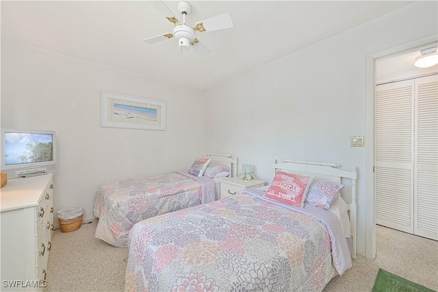 16200 Bay Pointe Blvd Unit 208, North Fort Myers, FL 33917 - carpeted bedroom with a closet and a ceiling fan