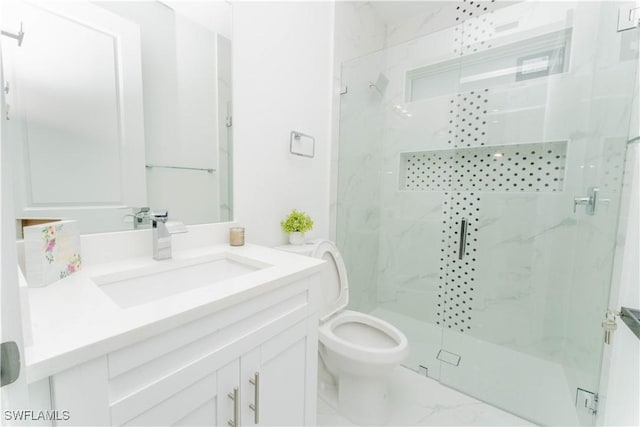 3923 NW 38th St, Cape Coral, FL 33993 - full bathroom featuring a marble finish shower, vanity, and marble finish flooring