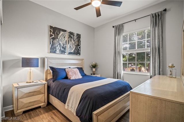 8608 Via Rapallo Dr Unit 206, Estero, FL 33928 - bedroom featuring wood finished floors and ceiling fan