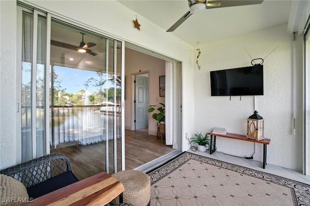 162 Pebble Shores Dr Unit 203, Naples, FL 34110 - sunroom / solarium featuring a ceiling fan