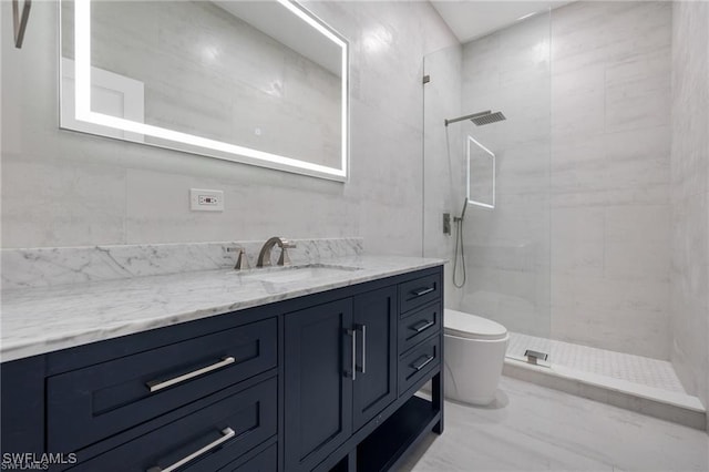 16409 Coco Hammock Way, Fort Myers, FL 34135 - full bath with vanity, a walk in shower, and marble finish flooring