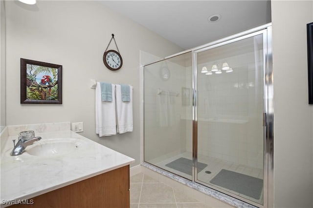 3724 Agualinda Blvd Unit 201, Cape Coral, FL 33914 - full bath featuring tile patterned floors, a shower stall, and vanity