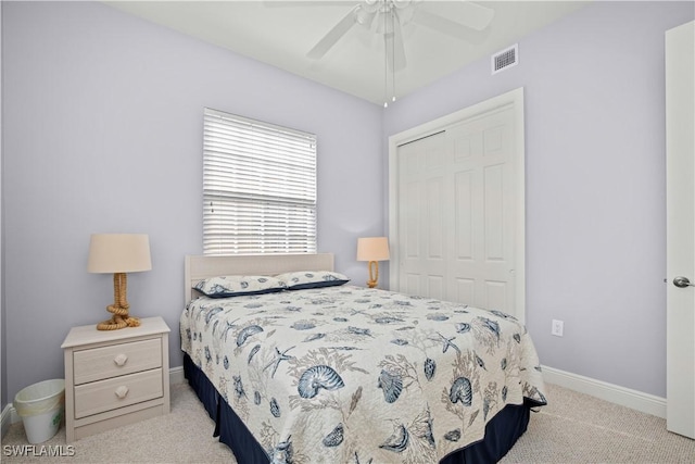 3724 Agualinda Blvd Unit 201, Cape Coral, FL 33914 - bedroom featuring carpet flooring, a closet, and ceiling fan
