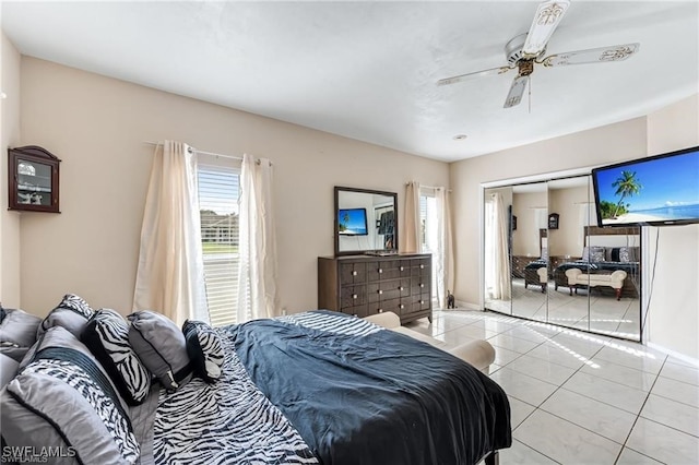 2200 50th St SW, Naples, FL 34116 - bedroom featuring light tile patterned floors and ceiling fan