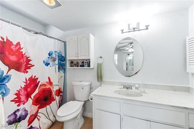 2200 50th St SW, Naples, FL 34116 - bathroom featuring vanity, ceiling fan, and a shower with shower curtain