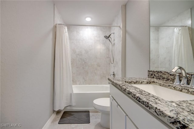 506 NE 2nd Place, Cape Coral, FL 33909 - bathroom featuring vanity, shower / bath combo, and tile patterned floors