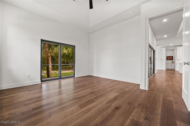 3708 Stagg Ct, Fort Myers, FL 33905 - unfurnished room featuring ceiling fan, dark wood-type flooring, and recessed lighting