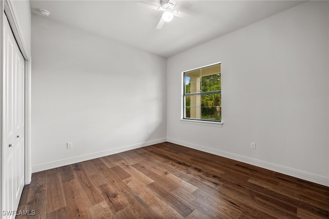 3708 Stagg Ct, Fort Myers, FL 33905 - unfurnished bedroom with wood finished floors, a closet, and a ceiling fan