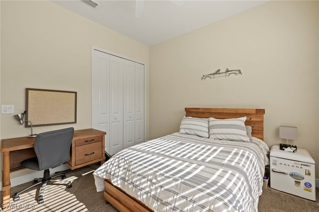 13593 Starwood Ln, Fort Myers, FL 33912 - bedroom with carpet flooring, a closet, and a ceiling fan