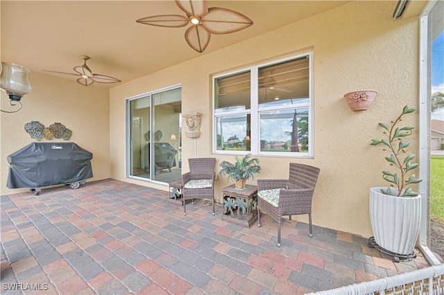 3344 Apple Blossom Dr, Alva, FL 33920 - view of patio / terrace with ceiling fan and area for grilling