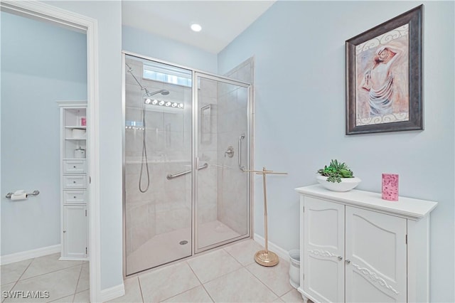 3344 Apple Blossom Dr, Alva, FL 33920 - bathroom with a stall shower and tile patterned flooring