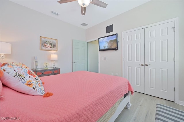 3344 Apple Blossom Dr, Alva, FL 33920 - bedroom featuring light wood finished floors, a closet, and ceiling fan