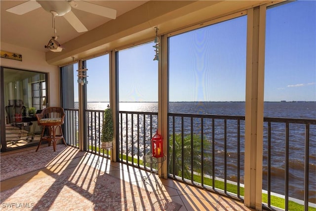 1925 Clifford St Unit 202, Fort Myers, FL 33901 - sunroom / solarium with a water view and tile patterned flooring