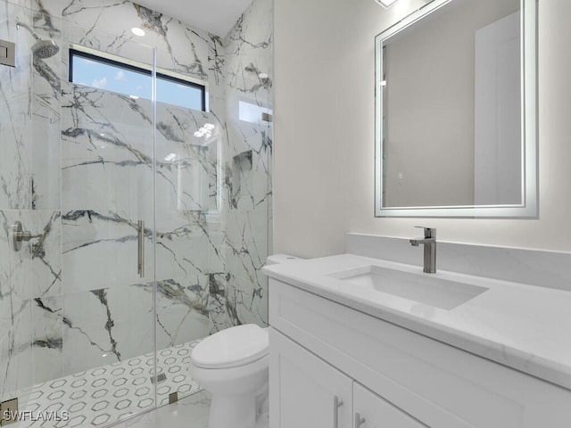 1304 Williams Ave, Lehigh Acres, FL 33972 - bathroom featuring a marble finish shower, vanity, and marble finish floors