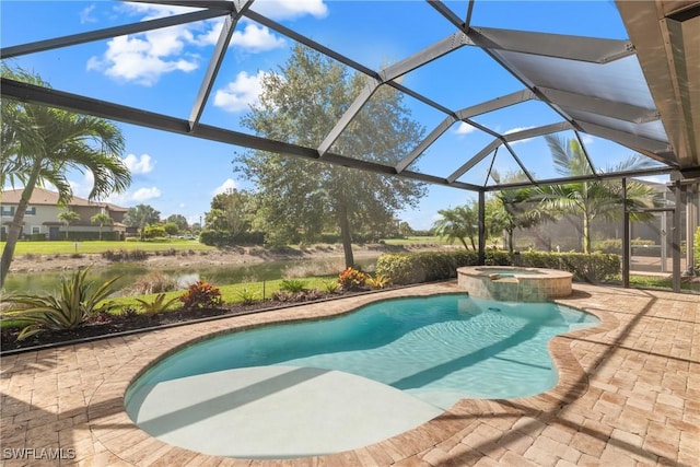 8834 Vaccaro Ct, Naples, FL 34119 - view of swimming pool with a patio, a lanai, and a pool with connected hot tub