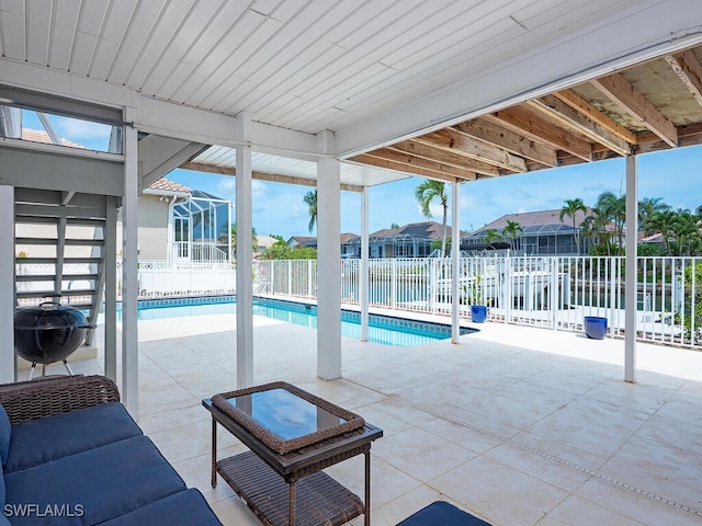 1132 Bond Ct, Marco Island, FL 34145 - view of pool featuring a patio, grilling area, and a residential view