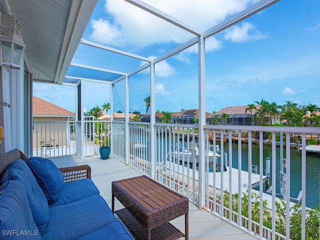1132 Bond Ct, Marco Island, FL 34145 - sunroom featuring a water view