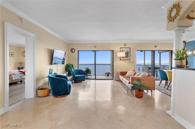 1920 Virginia Ave Unit 1102, Fort Myers, FL 33901 - living area with ornate columns and crown molding