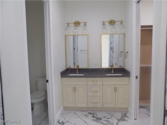 2924 Dunbar Ave, Fort Myers, FL 33916 - full bathroom featuring marble finish floors, double vanity, and a walk in closet