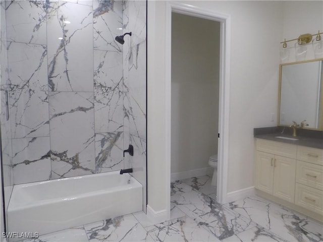 2924 Dunbar Ave, Fort Myers, FL 33916 - full bathroom with marble look tile flooring, vanity, and shower / tub combination