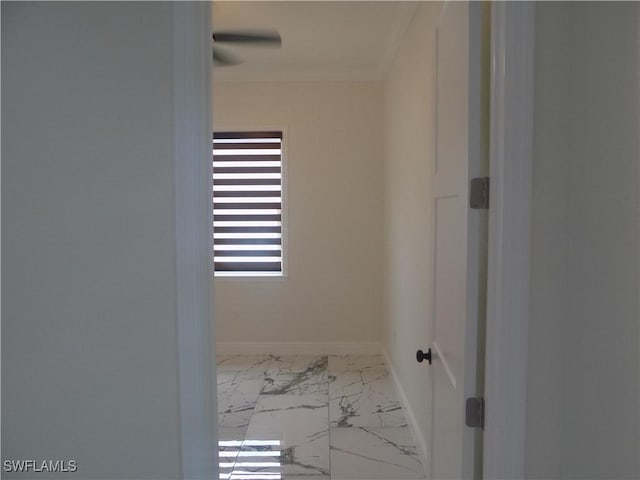 2924 Dunbar Ave, Fort Myers, FL 33916 - bathroom with marble finish flooring, ornamental molding, and ceiling fan