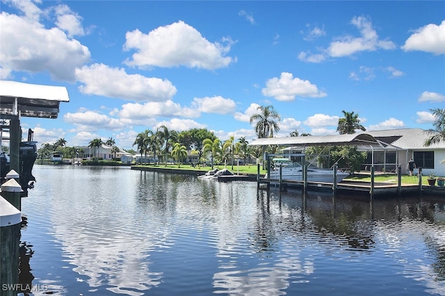 467 Stipe St, North Fort Myers, FL 33903 - dock featuring a water view and boat lift