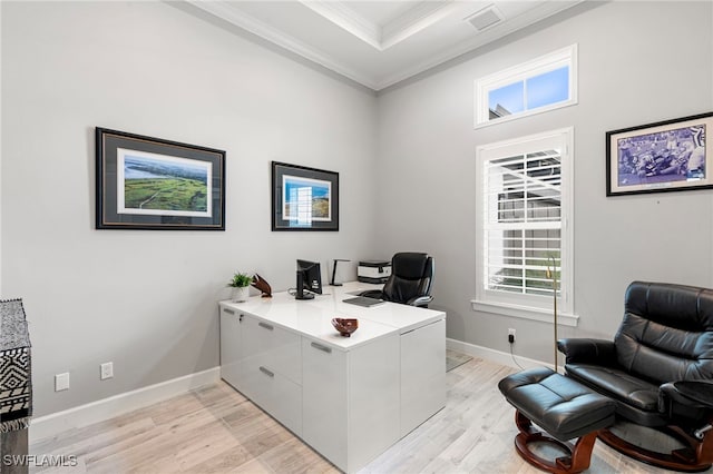 11699 Caleri Ct, Fort Myers, FL 33913 - office area with crown molding and light wood-type flooring