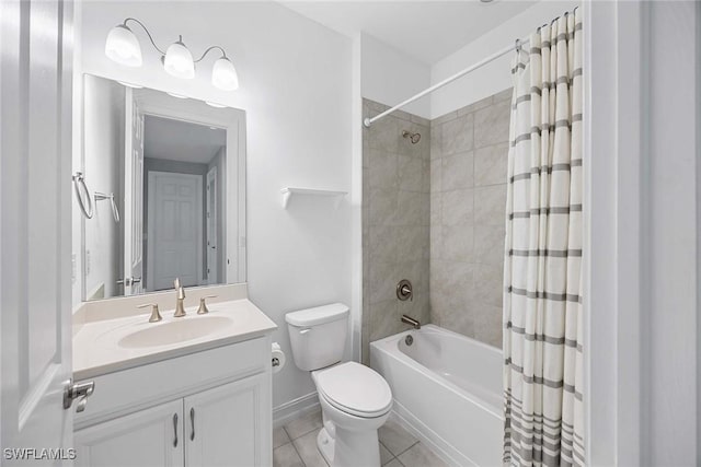 14601 Tropical Dr, Naples, FL 34114 - full bathroom with vanity, shower / bathtub combination with curtain, and tile patterned floors