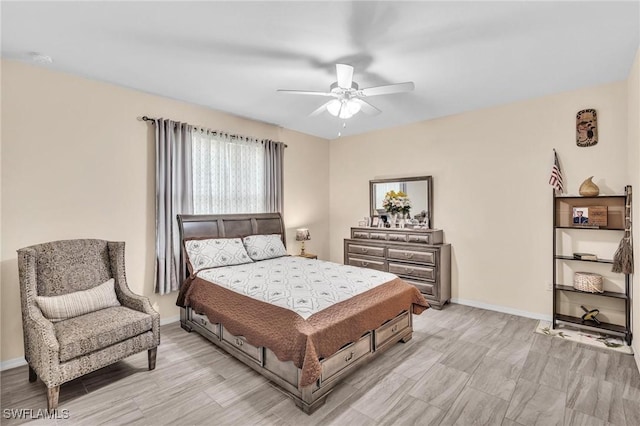 6027 Acorn Cir, Labelle, FL 33935 - bedroom featuring ceiling fan and light wood-style flooring