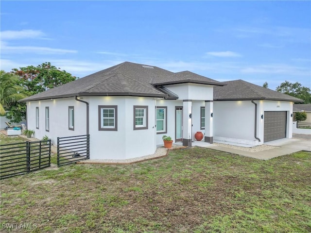 1806 41st St SW, Naples, FL 34116 - view of front of house featuring stucco siding, a garage, a shingled roof, and driveway