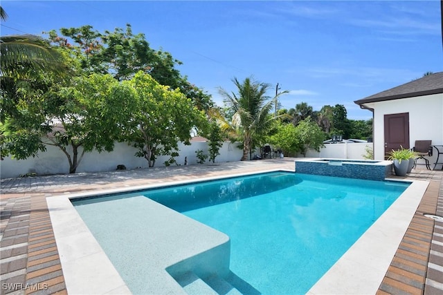 1806 41st St SW, Naples, FL 34116 - view of pool featuring a fenced backyard and a pool with connected hot tub