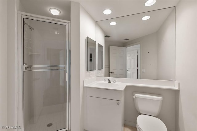 420 Cove Tower Dr Unit 304, Naples, FL 34110 - full bathroom with a shower stall, vanity, and recessed lighting