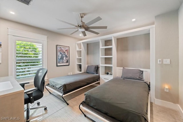 9245 Independence Way, Fort Myers, FL 33913 - bedroom featuring recessed lighting, a ceiling fan, and a desk