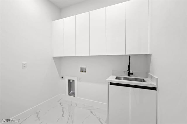 2302 SW 16th Ter, Cape Coral, FL 33991 - laundry room with cabinet space, marble finish floors, washer hookup, and hookup for an electric dryer