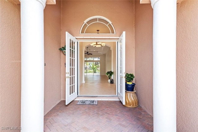 19793 Casa Verde Way, Estero, FL 33967 - doorway to property featuring french doors and stucco siding