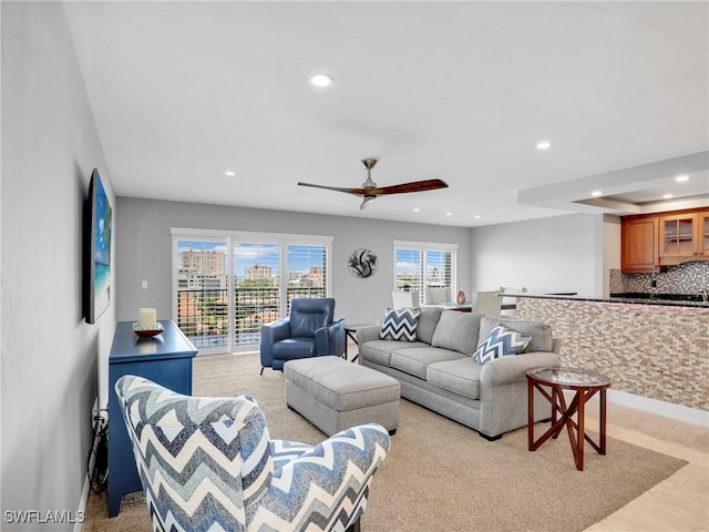 1100 N Collier Blvd Unit 920, Marco Island, FL 34145 - living room with recessed lighting and ceiling fan