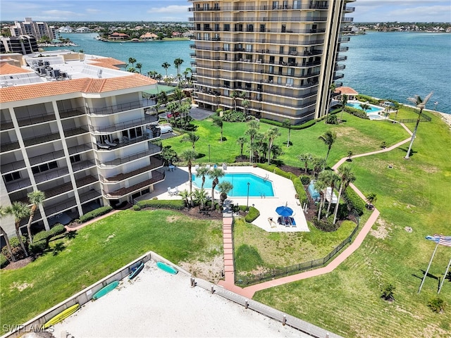 1100 N Collier Blvd Unit 920, Marco Island, FL 34145 - bird's eye view of a pool area and a nearby body of water