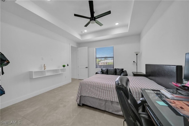 2607 4th St SW, Lehigh Acres, FL 33976 - bedroom with a tray ceiling, recessed lighting, and ceiling fan