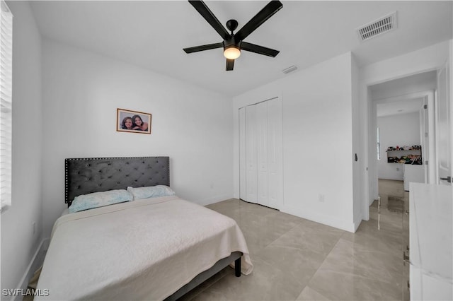 2607 4th St SW, Lehigh Acres, FL 33976 - bedroom featuring a closet and a ceiling fan