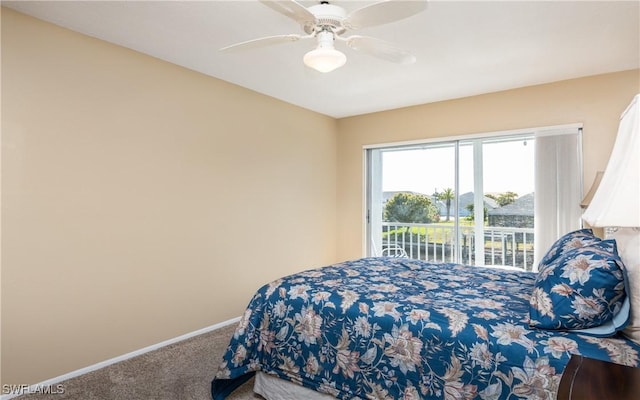 4549 SE 5th Pl Unit 211, Cape Coral, FL 33904 - carpeted bedroom with access to outside and ceiling fan