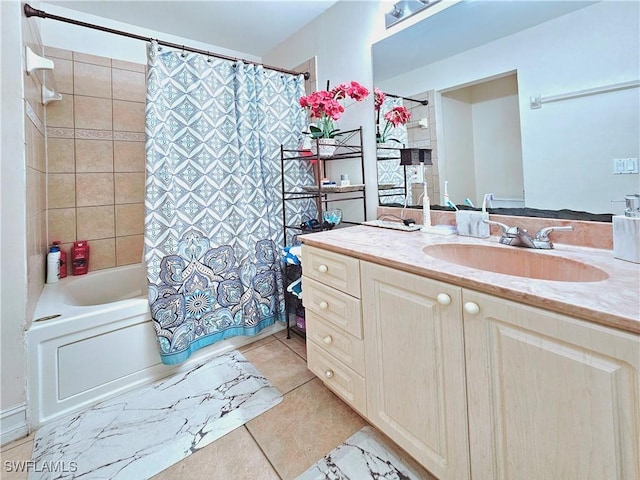 2640 4th Ave NE, Naples, FL 34120 - full bathroom with vanity, shower / bath combination with curtain, and tile patterned flooring
