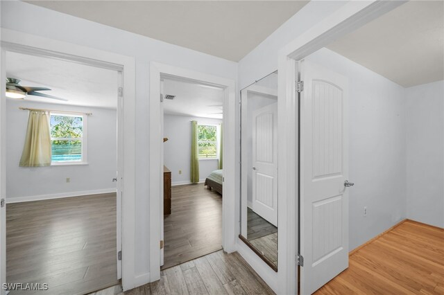 19350 Meredith Rd, North Fort Myers, FL 33917 - corridor with plenty of natural light and wood finished floors